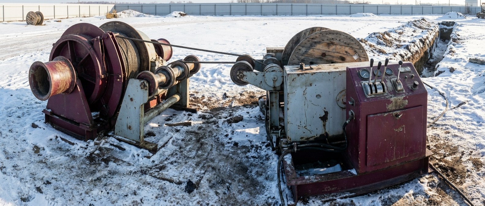 capstan pulling winch на трассе